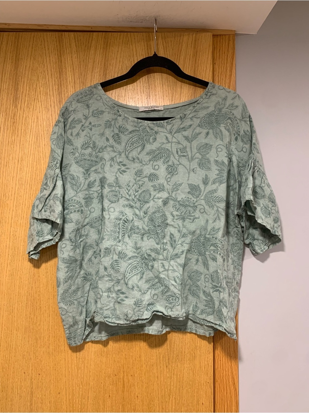 Viola Borghi Green Linen Top - Size Large